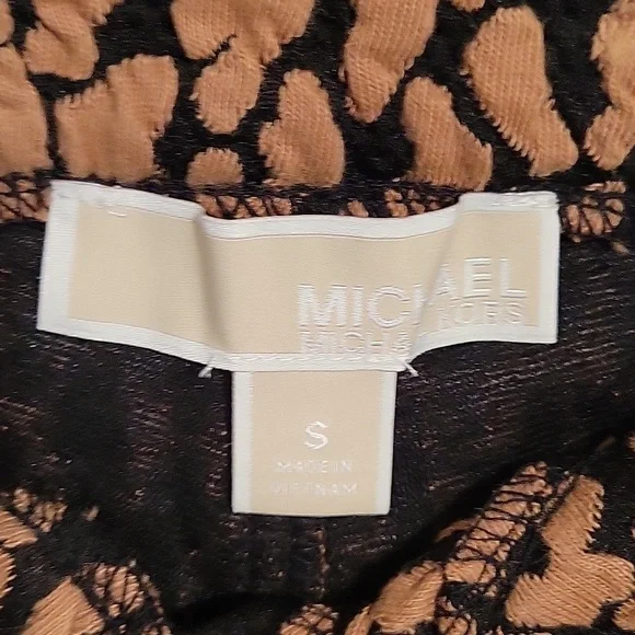 NWT Michael Michael Kors women's as textured pull-on pants in dark camel - Picture 2 of 10